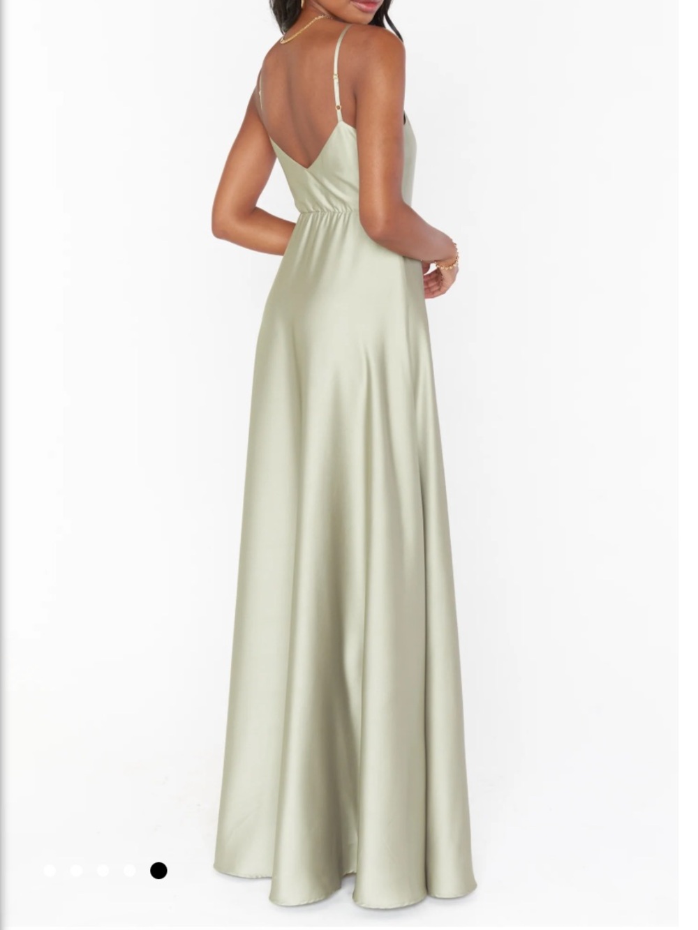 Show Me Your Mumu Faith Maxi Dress Womens Small Green Satin V Neck Wedding - Picture 2 of 16